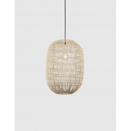 Natural Rattan Black Fabric Wire & Base LED E27 1x12 Watt 230 Volt IP20 Bulb Excluded D: 30 H1: 42 H2: 250 cm Adjustable height