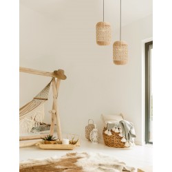 Natural Rattan Black Fabric Wire & Base LED E27 1x12 Watt 230 Volt IP20 Bulb Excluded D: 24.5 H1: 37 H2: 250 cm Adjustable heig