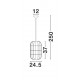 Natural Rattan Black Fabric Wire & Base LED E27 1x12 Watt 230 Volt IP20 Bulb Excluded D: 24.5 H1: 37 H2: 250 cm Adjustable heig