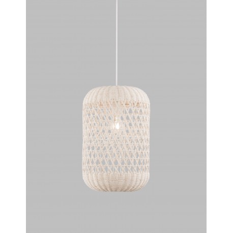Ivory Rattan White Fabric Wire & Base LED E27 1x12 Watt 230 Volt IP20 Bulb Excluded D: 24.5 H1: 37 H2: 250 cm Adjustable height