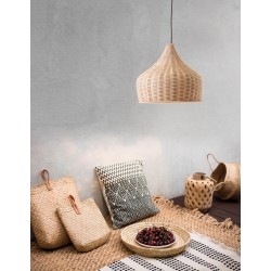 Natural Rattan Black Fabric Wire & Base LED E27 1x12 Watt 230 Volt IP20 Bulb Excluded D: 38.5 H1: 34 H2: 250 cm Adjustable heig