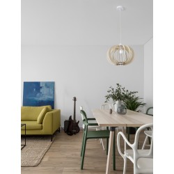 White Metal Natural Wood LED E27 1x12 Watt 230 Volt IP20 Bulb Excluded D: 40 H1: 26 H2: 126 cm Adjustable height 