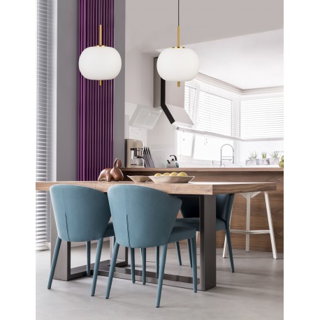 Opal Glass Brass Gold Metal Black Fabric Wire LED E27 1x12 Watt 230 Volt IP20 Bulb Excluded D: 30 H1: 23 H2: 120 cm 