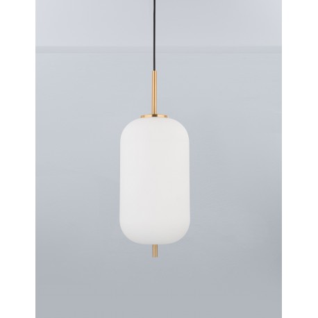 Opal Glass Brass Gold Metal Black Fabric Wire LED E27 1x12 Watt 230 Volt IP20 Bulb Excluded D: 22 H1: 40 H2: 120 cm Adjustable H