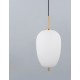 Opal Glass Brass Gold Metal Black Fabric Wire LED E27 1x12 Watt 230 Volt IP20 Bulb Excluded D: 27 H1: 40 H2: 120 cm Adjustable H