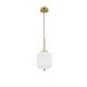 Opal Glass Brass Gold Metal Black Fabric Wire LED E14 1x5 Watt 230 Volt IP20 Bulb Excluded D: 16.5 H1: 20 H2: 120 cm Adjustable 
