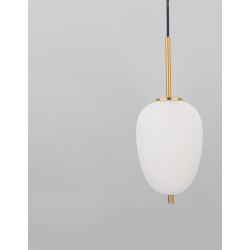 Opal Glass Brass Gold Metal Black Fabric Wire LED E14 1x5 Watt 230 Volt IP20 Bulb Excluded D: 15.8 H1: 23 H2: 120 cm Adjustable 