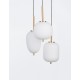Opal Glass Brass Gold Metal Black Fabric Wire LED E14 3x5 Watt 230 Volt IP20 Bulb Excluded D: 30 H: 120 cm Adjustable Height