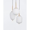 Opal Glass Brass Gold Metal Black Fabric Wire LED E14 3x5 Watt 230 Volt IP20 Bulb Excluded D: 30 H: 120 cm Adjustable Height