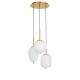 Opal Glass Brass Gold Metal Black Fabric Wire LED E14 3x5 Watt 230 Volt IP20 Bulb Excluded D: 30 H: 120 cm Adjustable Height 