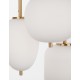 Opal Glass Brass Gold Metal Black Fabric Wire LED E14 3x5 Watt 230 Volt IP20 Bulb Excluded D: 30 H: 120 cm Adjustable Height 