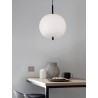 Black Metal & Opal Glass Black Fabric Wire LED E27 1x12 Watt 230 Volt IP20 Bulb Excluded D: 30 H: 120 cm Adjustable height