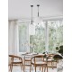 Black Metal & Opal Glass Black Fabric Wire LED E27 1x12 Watt 230 Volt IP20 Bulb Excluded D: 22 H: 120 cm Adjustable height