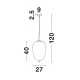 Black Metal & Opal Glass Black Fabric Wire LED E27 1x12 Watt 230 Volt IP20 Bulb Excluded D: 27 H: 120 cm Adjustable height 