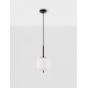 Black Metal & Opal Glass Black Fabric Wire LED E14 1x5 Watt 230 Volt IP20 Bulb Excluded D: 18.5 H: 120 cm Adjustable height 