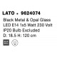 Black Metal & Opal Glass Black Fabric Wire LED E14 1x5 Watt 230 Volt IP20 Bulb Excluded D: 18.5 H: 120 cm Adjustable height 