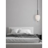 Black Metal & Opal Glass Black Fabric Wire LED E14 1x5 Watt 230 Volt IP20 Bulb Excluded D: 15.8 H: 120 cm Adjustable height
