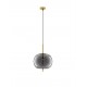 Brass Gold Metal & Smoky Glass Black Fabric Wire LED E27 1x12 Watt 230 Volt IP20 Bulb Excluded D: 30 H: 120 cm Adjustable heigh