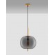 Brass Gold Metal & Smoky Glass Black Fabric Wire LED E27 1x12 Watt 230 Volt IP20 Bulb Excluded D: 30 H: 120 cm Adjustable heigh