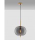 Brass Gold Metal & Smoky Glass Black Fabric Wire LED E27 1x12 Watt 230 Volt IP20 Bulb Excluded D: 30 H: 120 cm Adjustable heigh