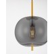 Brass Gold Metal & Smoky Glass Black Fabric Wire LED E27 1x12 Watt 230 Volt IP20 Bulb Excluded D: 30 H: 120 cm Adjustable heigh