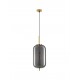 Brass Gold Metal & Smoky Glass Black Fabric Wire LED E27 1x12 Watt 230 Volt IP20 Bulb Excluded D: 22 H: 120 cm Adjustable heigh