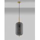 Brass Gold Metal & Smoky Glass Black Fabric Wire LED E27 1x12 Watt 230 Volt IP20 Bulb Excluded D: 22 H: 120 cm Adjustable heigh