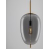 Brass Gold Metal & Smoky Glass Black Fabric Wire LED E27 1x12 Watt 230 Volt IP20 Bulb Excluded D: 27 H: 120 cm Adjustable heigh