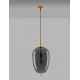 Brass Gold Metal & Smoky Glass Black Fabric Wire LED E27 1x12 Watt 230 Volt IP20 Bulb Excluded D: 27 H: 120 cm Adjustable heigh