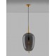 Brass Gold Metal & Smoky Glass Black Fabric Wire LED E27 1x12 Watt 230 Volt IP20 Bulb Excluded D: 27 H: 120 cm Adjustable heigh
