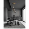 Brass Gold Metal & Smoky Glass Black Fabric Wire LED E14 3x5 Watt 230 Volt IP20 Bulb Excluded D: 46 H: 120 cm Adjustable height