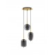 Brass Gold Metal & Smoky Glass Black Fabric Wire LED E14 3x5 Watt 230 Volt IP20 Bulb Excluded D: 46 H: 120 cm Adjustable height 