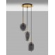 Brass Gold Metal & Smoky Glass Black Fabric Wire LED E14 3x5 Watt 230 Volt IP20 Bulb Excluded D: 46 H: 120 cm Adjustable height 