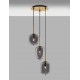 Brass Gold Metal & Smoky Glass Black Fabric Wire LED E14 3x5 Watt 230 Volt IP20 Bulb Excluded D: 46 H: 120 cm Adjustable height 