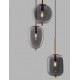 Brass Gold Metal & Smoky Glass Black Fabric Wire LED E14 3x5 Watt 230 Volt IP20 Bulb Excluded D: 46 H: 120 cm Adjustable height 
