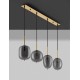Brass Gold Metal & Smoky Glass Black Fabric Wire LED E14 4x5 Watt 230 Volt IP20 Bulb Excluded L: 110 W: 18.5 H: 120 cm Adjustabl