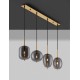 Brass Gold Metal & Smoky Glass Black Fabric Wire LED E14 4x5 Watt 230 Volt IP20 Bulb Excluded L: 110 W: 18.5 H: 120 cm Adjustabl