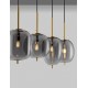 Brass Gold Metal & Smoky Glass Black Fabric Wire LED E14 4x5 Watt 230 Volt IP20 Bulb Excluded L: 110 W: 18.5 H: 120 cm Adjustabl