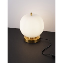 Brass Gold Metal & Opal Glass LED E14 1x5 Watt 230 Volt IP20 Bulb Excluded Cable Length: 160 cm D: 18.5 H: 22.5 cm 