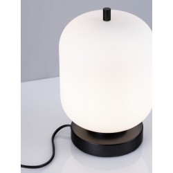 Black Metal & Opal Glass LED E14 1x5 Watt 230 Volt IP20 Bulb Excluded Cable Length: 160 cm D: 16.5 H: 25 cm 