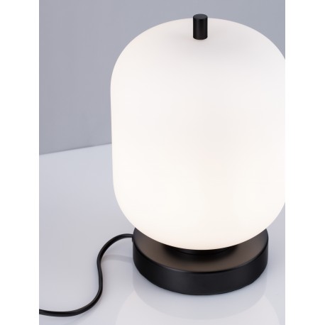 Black Metal & Opal Glass LED E14 1x5 Watt 230 Volt IP20 Bulb Excluded Cable Length: 160 cm D: 16.5 H: 25 cm 