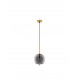 Brass Gold Metal & Smoky Glass Black Fabric Wire LED E14 1x5 Watt 230 Volt IP20 Bulb Excluded D: 18.5 H: 120 cm Adjustable heigh