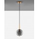 Brass Gold Metal & Smoky Glass Black Fabric Wire LED E14 1x5 Watt 230 Volt IP20 Bulb Excluded D: 18.5 H: 120 cm Adjustable heigh