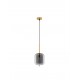 Brass Gold Metal & Smoky Glass Black Fabric Wire LED E14 1x5 Watt 230 Volt IP20 Bulb Excluded D: 16.5 H: 120 cm Adjustable heigh
