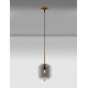 Brass Gold Metal & Smoky Glass Black Fabric Wire LED E14 1x5 Watt 230 Volt IP20 Bulb Excluded D: 16.5 H: 120 cm Adjustable heigh