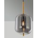 Brass Gold Metal & Smoky Glass Black Fabric Wire LED E14 1x5 Watt 230 Volt IP20 Bulb Excluded D: 16.5 H: 120 cm Adjustable heigh