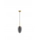 Brass Gold Metal & Smoky Glass Black Fabric Wire LED E14 1x5 Watt 230 Volt IP20 Bulb Excluded Adjustable height 