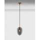 Brass Gold Metal & Smoky Glass Black Fabric Wire LED E14 1x5 Watt 230 Volt IP20 Bulb Excluded Adjustable height 