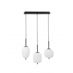 Black Metal & Opal Glass Black Fabric Wire LED E14 3x5 Watt 230 Volt IP20 Bulb Excluded L: 53 W: 9 H: 120 cm Adjustable height 