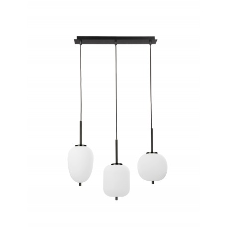 Black Metal & Opal Glass Black Fabric Wire LED E14 3x5 Watt 230 Volt IP20 Bulb Excluded L: 53 W: 9 H: 120 cm Adjustable height 